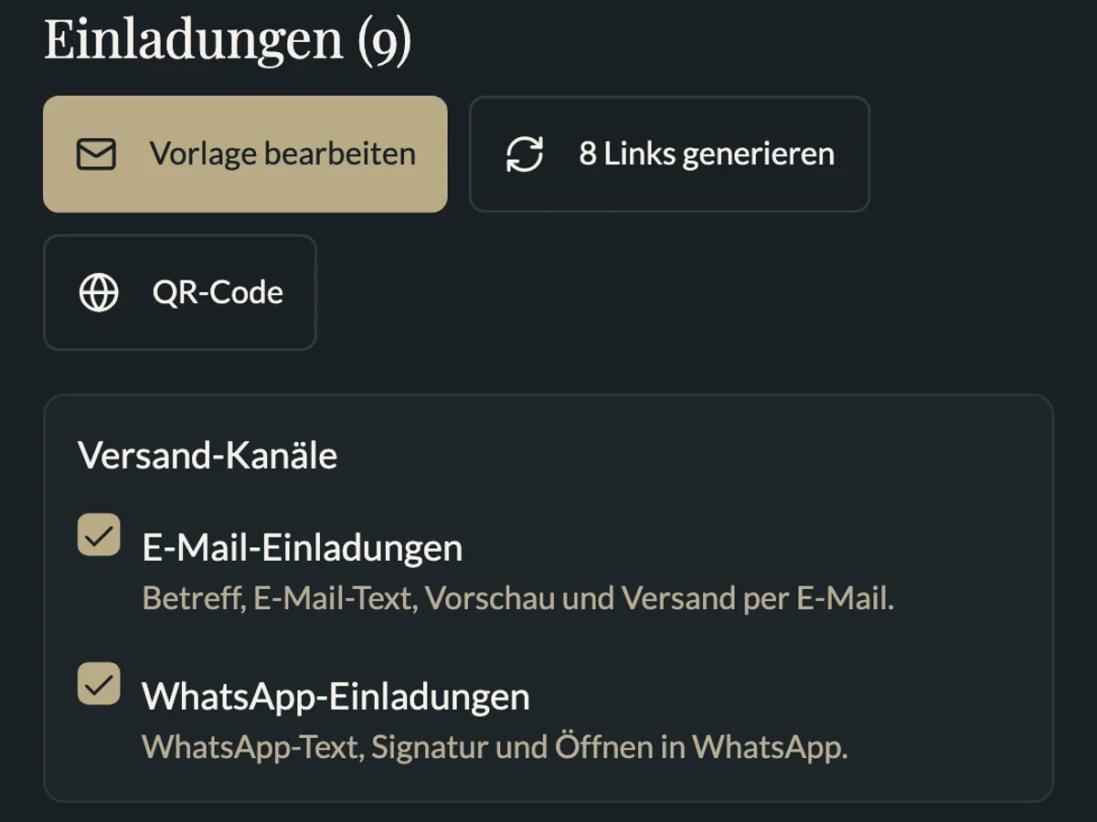 Digitale Einladungen mit Rückmeldung – Mein Feierplaner
